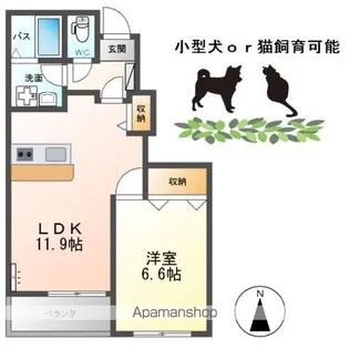 サンシャインハウスB【1階】の間取り