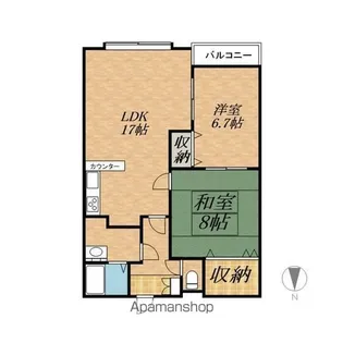 北海道河東郡音更町宝来西町南1丁目【マンション】の間取り