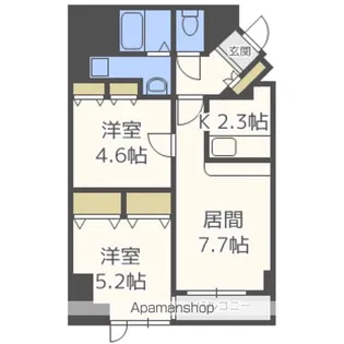 ペルドゥエープス美園【8階】の間取り