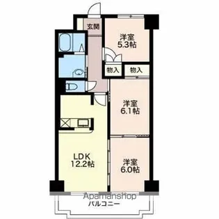 ベルフラワー笠松【7階】の間取り