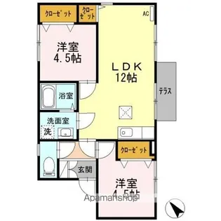 レークハイツちぼり【1階】の間取り