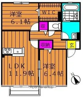メゾンパレット西阿知【1階】の間取り