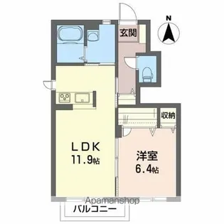 アップタウン下川原【1階】の間取り