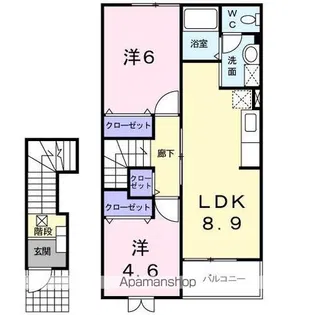 フィオーレS【203号室】の間取り