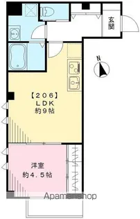 レーヴKJ【206号室号室】の間取り