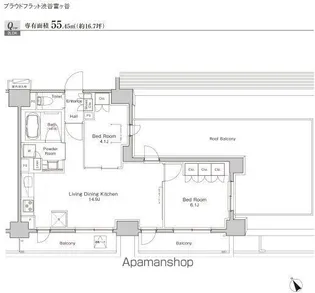 プラウドフラット渋谷富ヶ谷【9階】の間取り