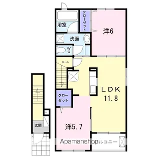 ハイツシェルティーB【2階】の間取り