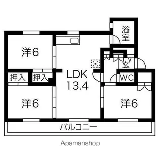 ヴィラナリー苫小牧Ⅱ2号棟【1階】の間取り