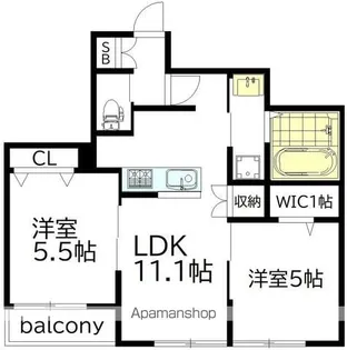 WOOD BELL下高井戸(ウッドベル)【1階】の間取り