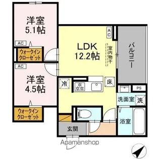 CLASSEUM都賀【1階】の間取り