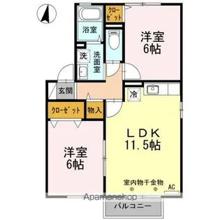 サニーハウス上今井A【201号室号室】の間取り