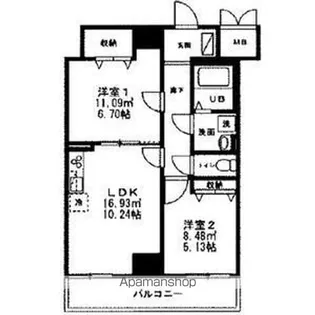 モアナレジデンス【7階】の間取り