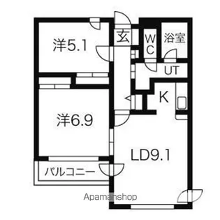 クリオパレス青葉 弐番館【102号室】の間取り
