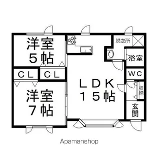 2LDKの間取り画像