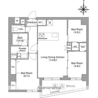 コンフォリア・リヴ永福町【4階】の間取り