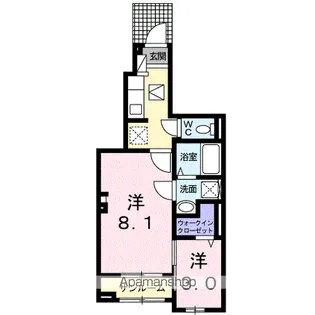 NEOS淡万Ⅰ【104号室】の間取り