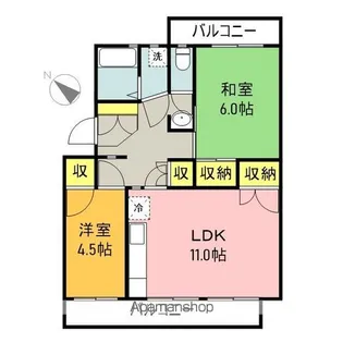 エレガンス門池【402号室】の間取り