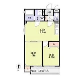 CASA CALMA菱木【102号室】の間取り