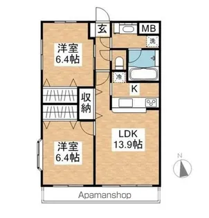 ヴィラージュ【406号室】の間取り