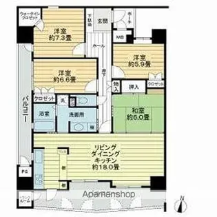 フラワーマンション楠並木通【401号室】の間取り