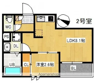 REGALESTーS FLUERY(フルーリ)旧RS庚午2【102号室号室】の間取り