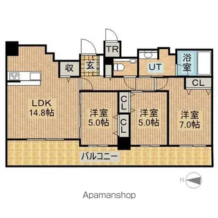 クリオ円山鳥居前【5階】の間取り