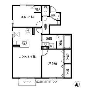 リビングタウン浜田 A【1階】の間取り