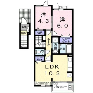 パピヨンタナカB【2階】の間取り