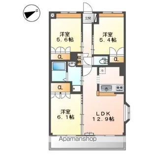 広島県福山市新涯町3丁目【マンション】の間取り