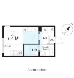 ハーミットクラブハウス弘明寺公園【1階】の間取り