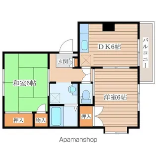 宮城県仙台市青葉区落合5丁目【アパート】の間取り