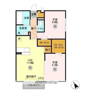 シュロス蒲地 B【2階】の間取り