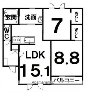 VALHALLAⅡ(ヴァルハラ2)【3階】の間取り