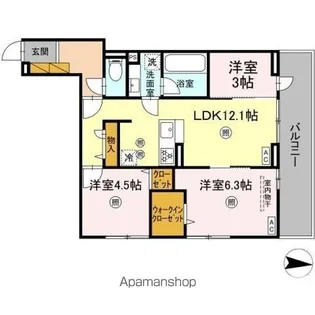 DーKUUTIO【3階】の間取り