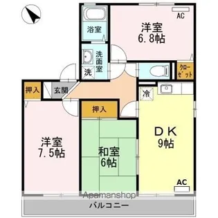 サザンローズサトウ【2階】の間取り