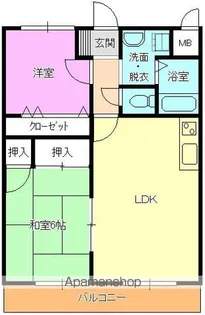 フラワーヒルズ田中A棟【303号室】の間取り