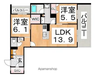シャーメゾン ベル フォレ【201号室】の間取り