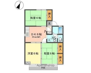 セジュール西下台【201号室】の間取り