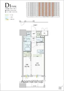 グランフォーレ千早マークスクエアイーストウイング【9階】の間取り
