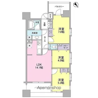 神奈川県横浜市中区扇町1丁目【マンション】の間取り