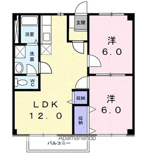 第2表ハイツ【1階】の間取り
