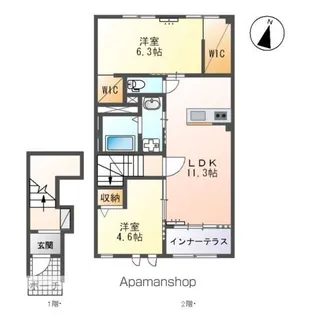 ル・ヴェルソー袋原【2階】の間取り