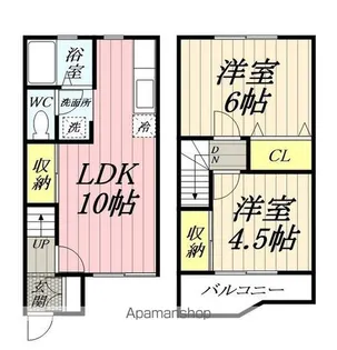 埼玉県八潮市大字新町【テラスハウス】の間取り
