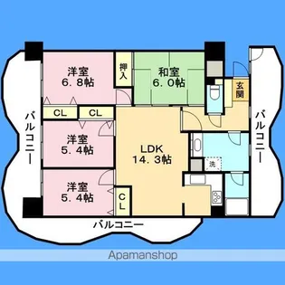 NEW8西新【6階】の間取り