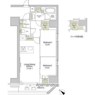 ザ・パークハビオ江古田【9階】の間取り