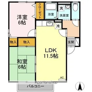 カーサカメリア A棟【2階】の間取り