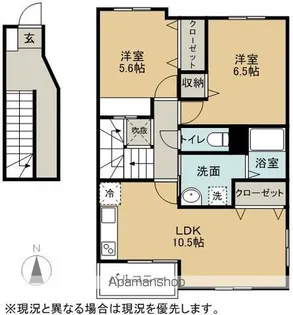 ファミーユ松原B【B201号室】の間取り