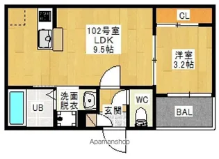 REGALEST TERRACE 下伊福【102号室号室】の間取り