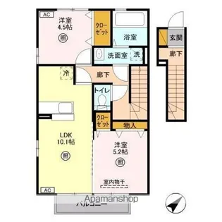 アムール岡崎 A【2階】の間取り