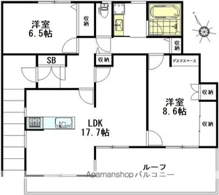 松庵1丁目ヘーベルメゾン【201号室】の間取り